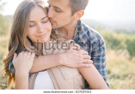 Happy Man Kissing His Wife On Stock Photo 427029361 Shutterstock