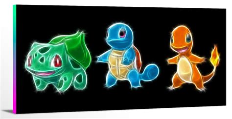 Bulbasaursquirtle And Charmander Glow Neon Poster Prints Etsy