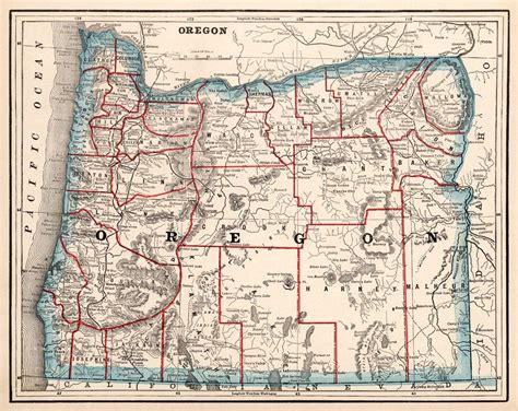 Historical Map Of Oregon Old Map Restored Fine Print Wall Etsy Canada