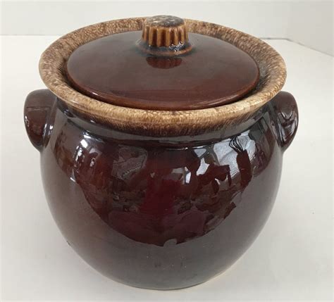 Vintage Hull Oven Proof Usa Bean Pot Brown Drip Ceramic With Lid My