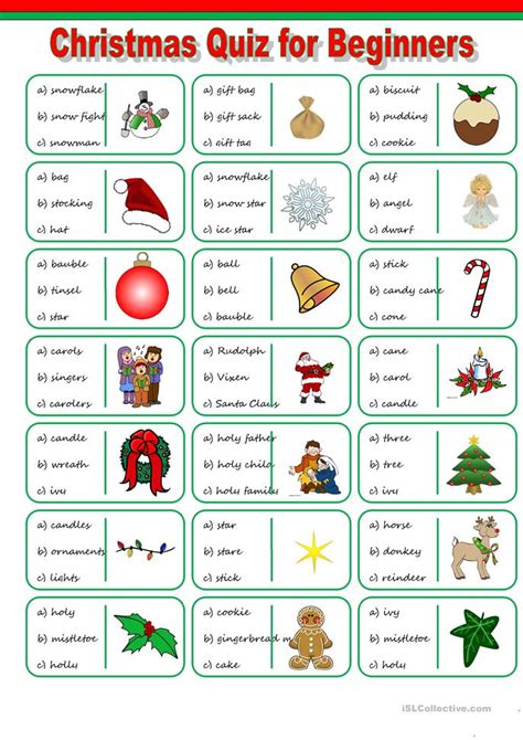 In just a few clicks you can find last minute free christmas educational worksheets, activities, resources, recipes, ebooks, etc. Christmas Vocabulary Quiz worksheet - Free ESL printable ...