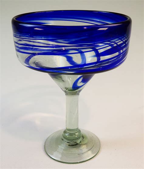 Mexican Margarita Glasses And Matching Pitcher Blue Swirl Set Of 6