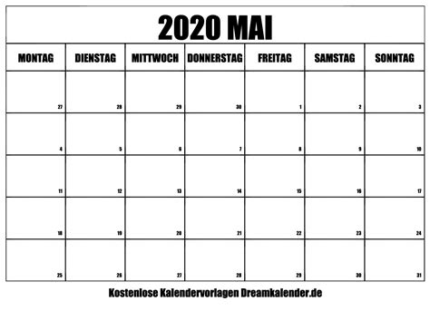 Ein 3monatskalender 2019 enthält zum beispiel die wochentage für 2019. Kalender Mai 2020