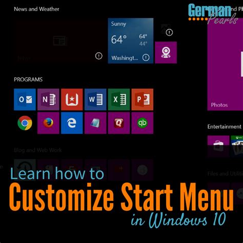 How To Customize Windows 10 Start Menu German Pearls