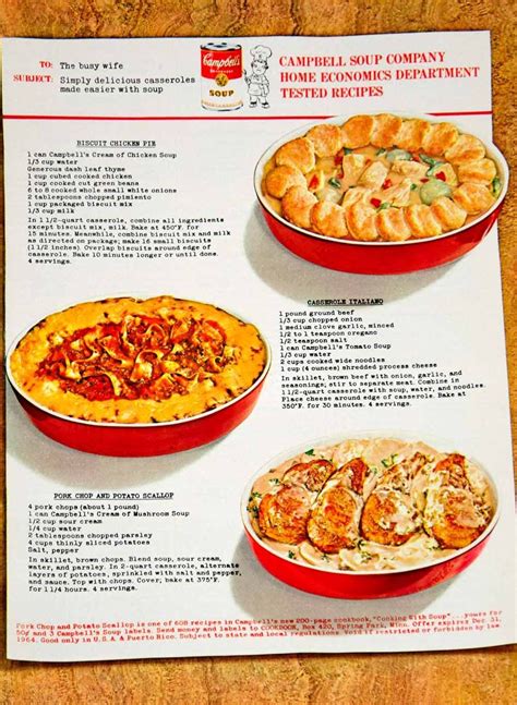 Search for campbells chicken casserole. 1964 Ad Campbell's Soup Casserole 60s Recipe Biscuit ...