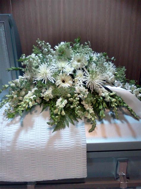 White Casket Spray Funeral Flowers Casket Flowers Funeral Flower