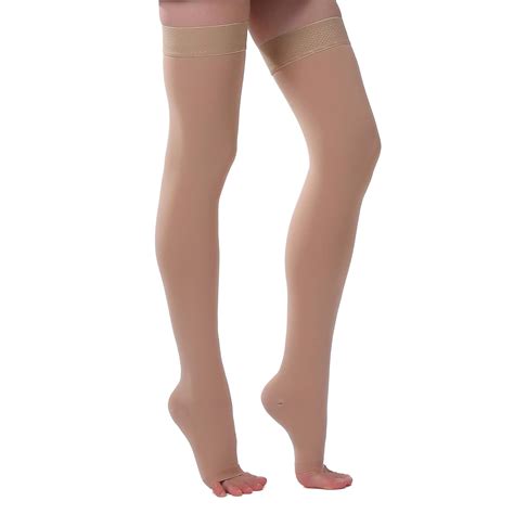 buy ontex cotton compression stockings thigh length for varicose veins medium beige online at