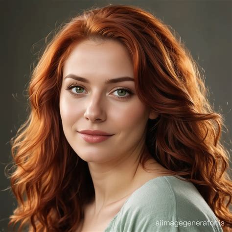 Timeless Elegance RedHaired Woman with Mesmerizing Green Eyes | AI
