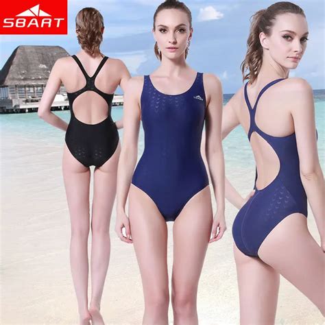 SBART Black One Piece Swimsuit Plus Size Swimwear Sharkskin High Cut