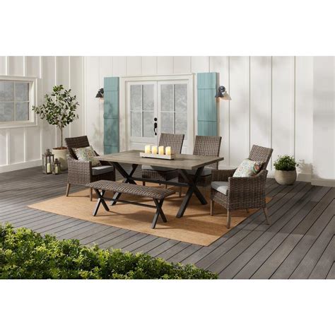 Free shipping on qualified orders. Hampton Bay Rock Cliff 6-Piece Brown Wicker Outdoor Patio ...