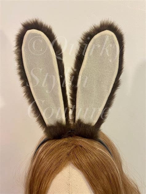 Brown Chocolate Bunny Rabbit Ears And Tail Set Posable Cosplay Etsy 日本