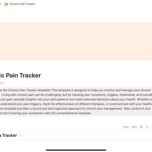 Chronic Pain Tracker Notion Template Etsy