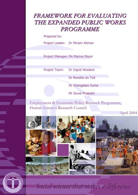 Pdf Framework For Evaluating The Expanded Public Works Programme