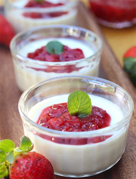 Baked Yogurt Pudding With Fresh Strawberry Compote Dine With Gitanjali