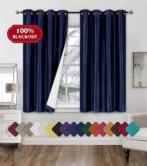 Faux Silk Blackout Curtains 2 Panel Sets Of 54x63 Room Darkening