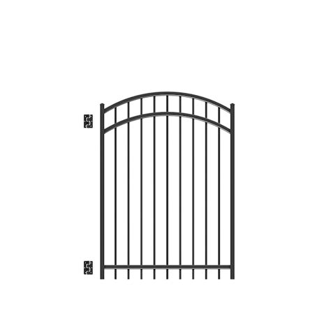 freedom new haven 5 ft h x 4 ft w black aluminum spaced picket flat top decorative fence gate in