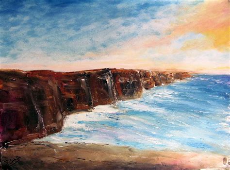 Sunset At The Cliffs Of Moher Painting By Piero C Fine Art America