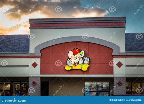 Chuck E Cheese Sign Above The Entrance To Restaurant Editorial Photo
