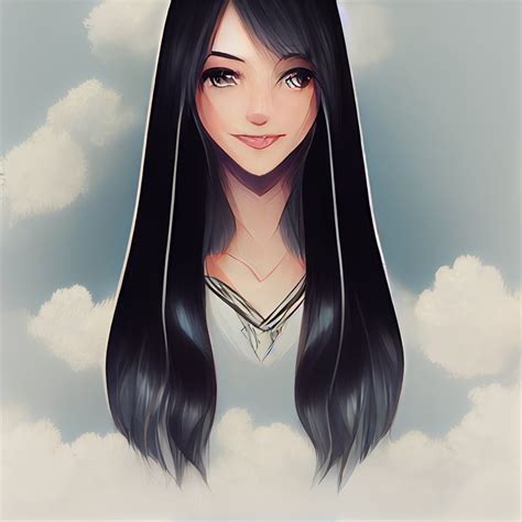 Anime Girl With Black Hair And Wings