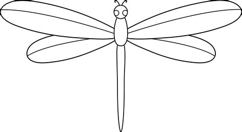Dragonfly Outline Clipart Line Simple Clip Fly Dragon Drawing