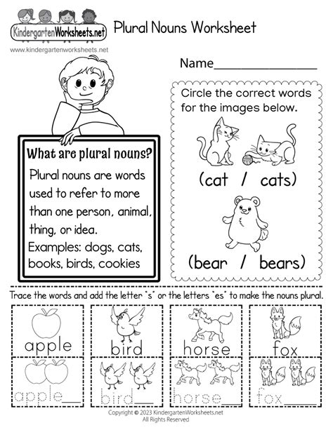 Free Printable Grammar Worksheet For Kids For Kindergarten