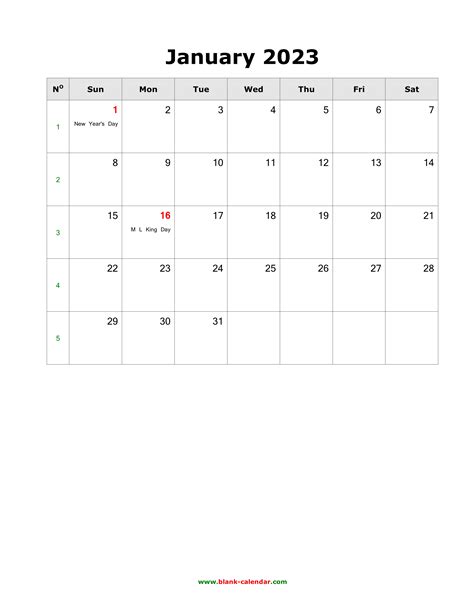 Download Blank Calendar 2023 With Us Holidays 12 Pages One Month Per