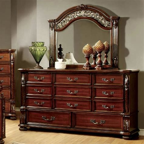 Furniture Of America Walters Lane 11 Drawer Dresser And Mirror Brown