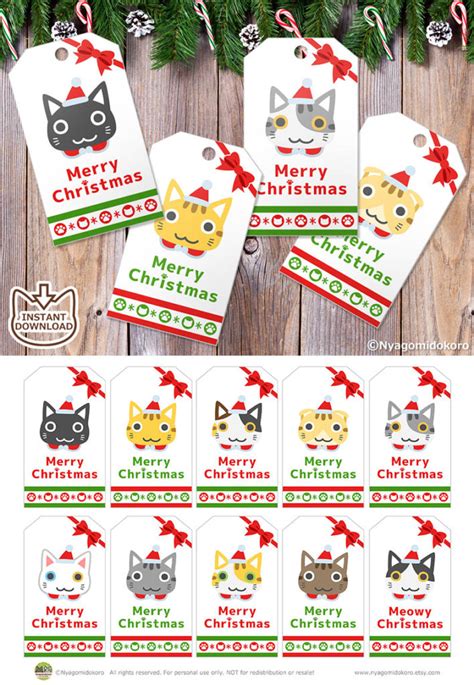 10 Printable Cat Christmas T Tags For Cat Lovers
