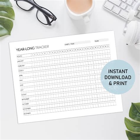 Yearly Habit Tracker Printable Is An Efficient Way To Keep Track Of