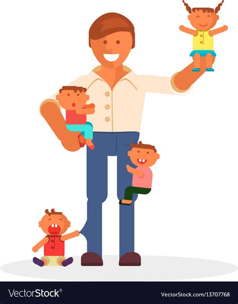 Dad And Children Royalty Free Vector Image Vectorstock