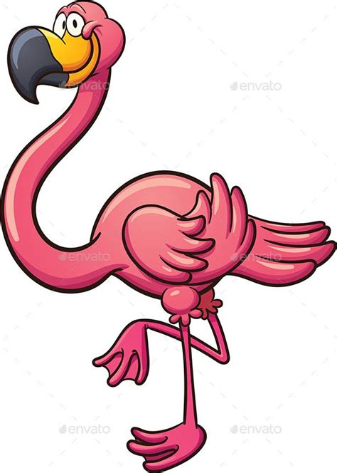 Cartoon Flamingo Vector Clip Art Illustration With Simple Gradients