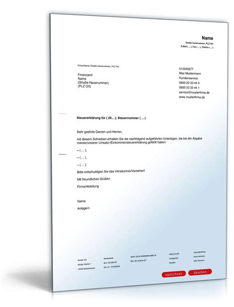 Die muster und formulare können je nach bedarf angepasst und bearbeitet werden. Begleitschreiben zur Steuererklärung | Vorlage zum Download