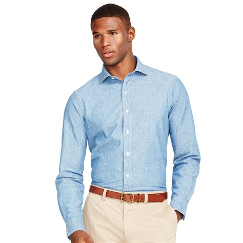 Lyst Polo Ralph Lauren Estate Cotton Chambray Shirt In Blue For Men