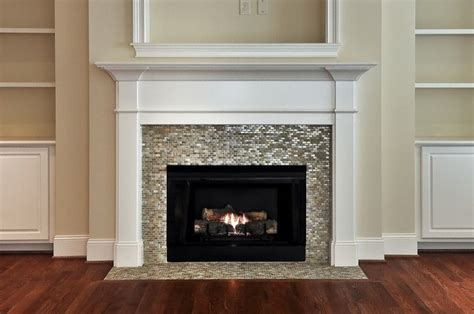 Mosaic Tiled Fireplace Contemporary Living Room