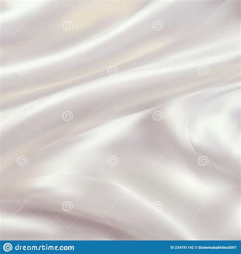 Abstract White Satin Silky Clothfabric Textile Drape With Crease Wavy