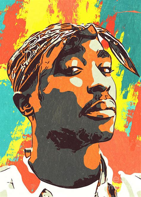 Tupac Poster Featuring The Digital Art Tupac Shakur Artwork By