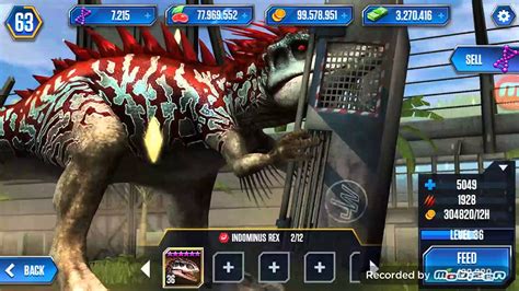 Maxed Level Indominus Rex Jurassic World The Game Youtube