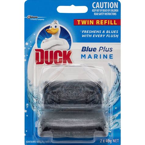 duck toilet cleaner blue solid tolet rim block twin refills 2x40g woolworths