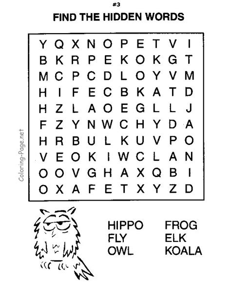 Find The Hidden Words Words Search Coloring Pages For Kids Preschoo