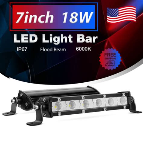 Nilight 2x 7 18w Ultra Slim Led Light Bar Flood For Jeep Offroad 4x4