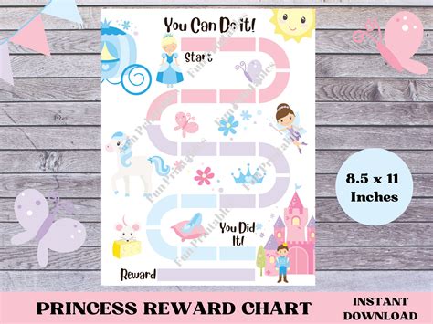 Princess Reward Chart Printable Kids Behavior Chart Reward Etsy Singapore