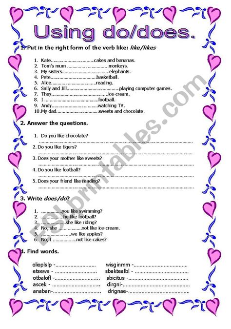 Dodoes In Present Simple Esl Worksheet By Olechka1976