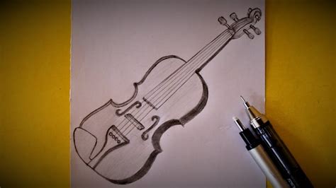 How To Draw A Violin Easy Step By Step Very Easy Violin Drawing For