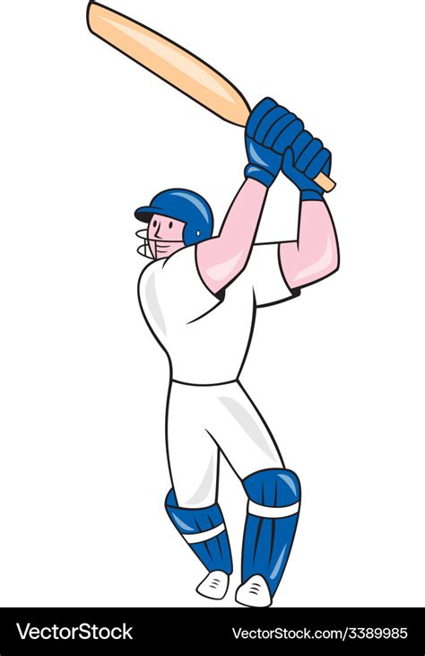 Cricket Player Batsman Batting Cartoon Royalty Free Vector