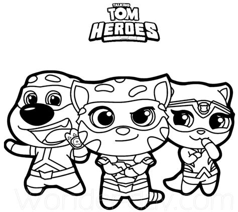 Talking Tom Heroes Coloring Pages Superhero Tom And Angela Xcolorings