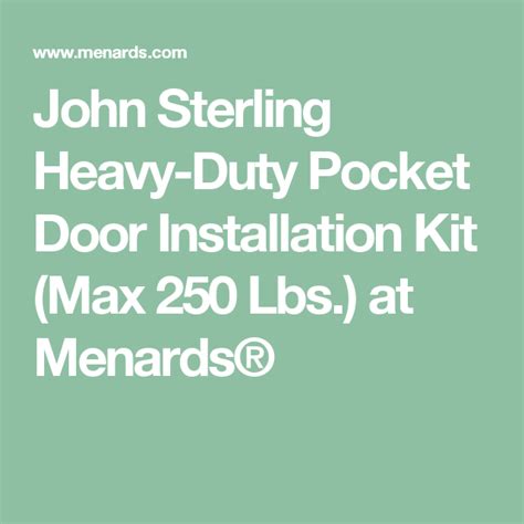The door is so warped that the slightest breeze blows it open. John Sterling Heavy-Duty Pocket Door Installation Kit (Max ...