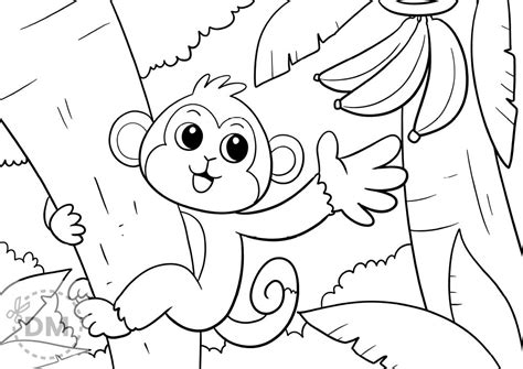 Children Will Love This Monkey On A Tree Coloring Page Just Click The