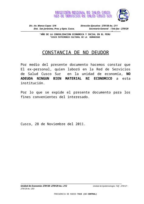 Doc Constancia De No Deudor Dokumentips
