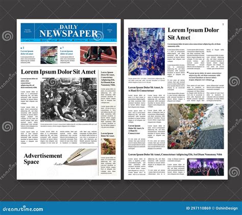 Daily Newspaper Design Template Tabloid Size Editorial Template Stock