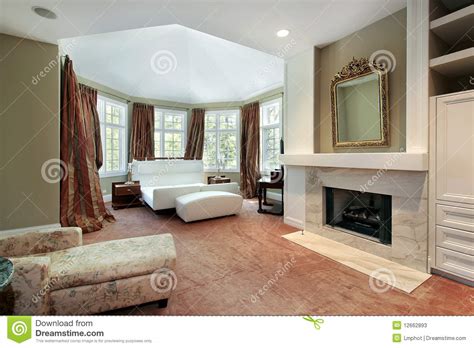 Master Bedroom With Fireplace Stock Image Image Of Fireplace Floor